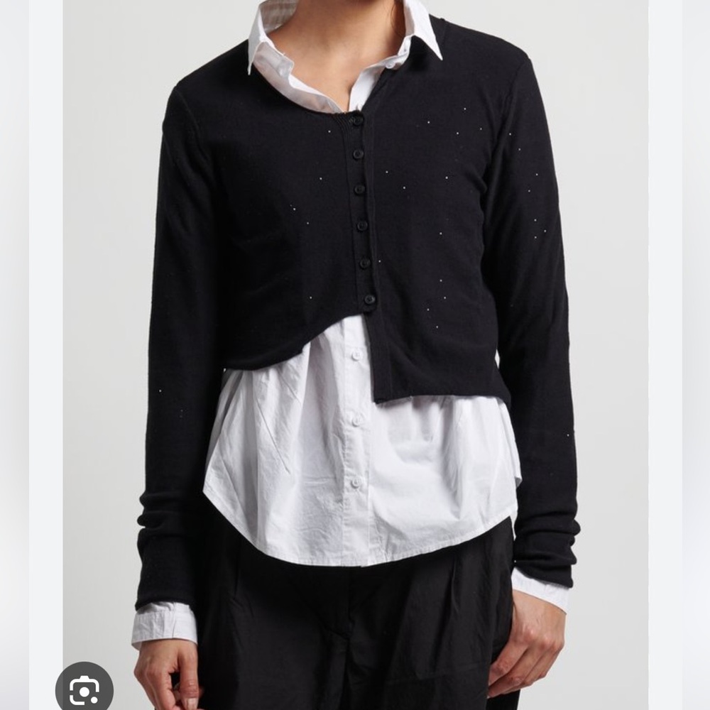 Rundholz black label mini sequin black cropped cardigan